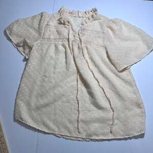 Mine Cream Swiss Dot Lace Cottagecore Blouse Small